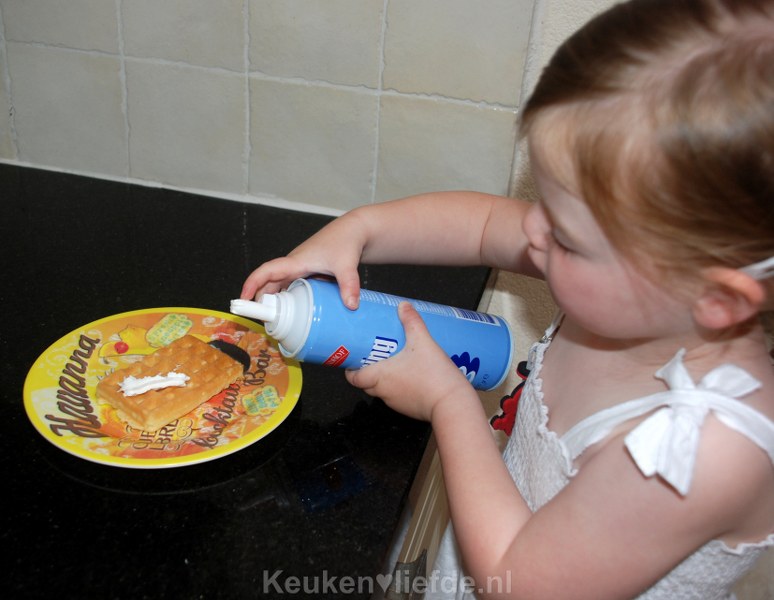 Wafel met slagroom en frambozen