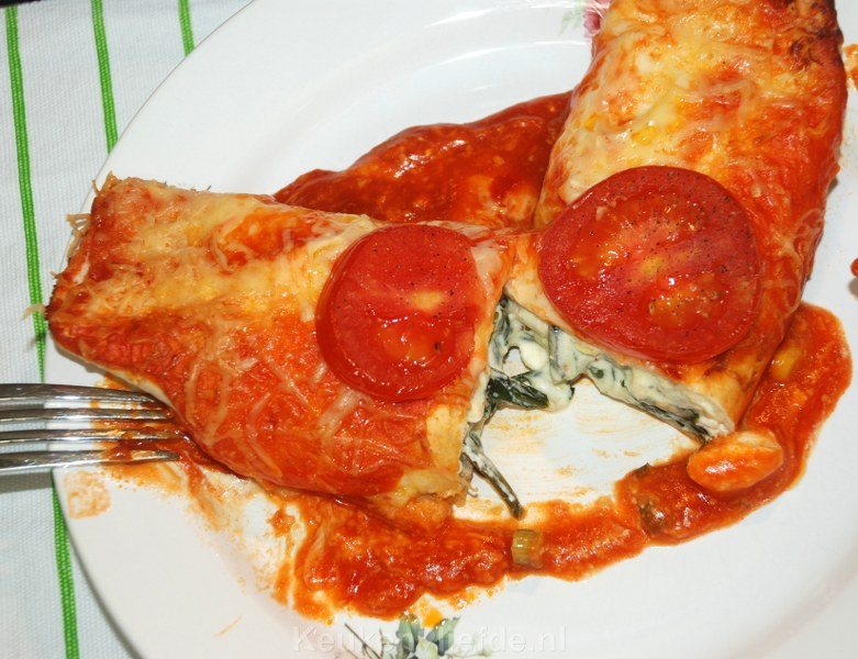 Tortillawraps met romige spinazie-feta vulling