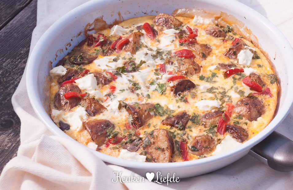 Kliekjesfeest: aardappeltortilla met chorizo en feta