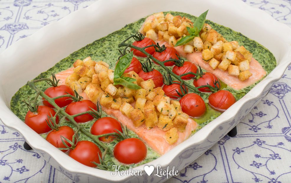 Zalm ovenschotel met spinazie Boursin Zalm ovenschotel met spinazie Boursin