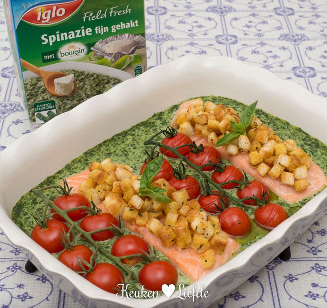 Zalm ovenschotel met spinazie Boursin Zalm ovenschotel met spinazie Boursin
