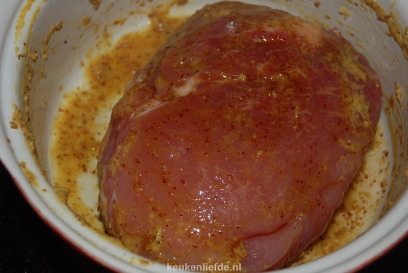 Beenham met honing-mosterdmarinade