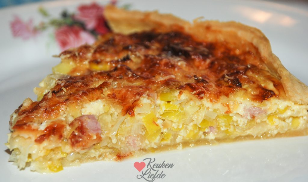 Romige quiche met prei en ham