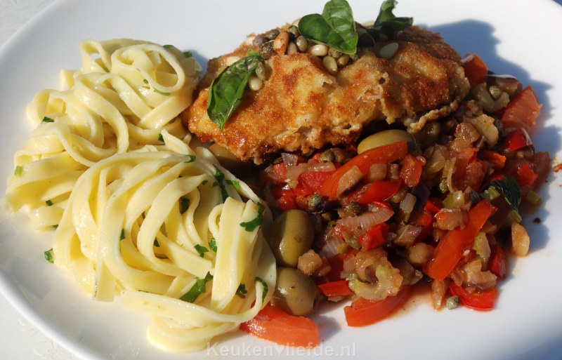Caponata met kalfsschnitzel
