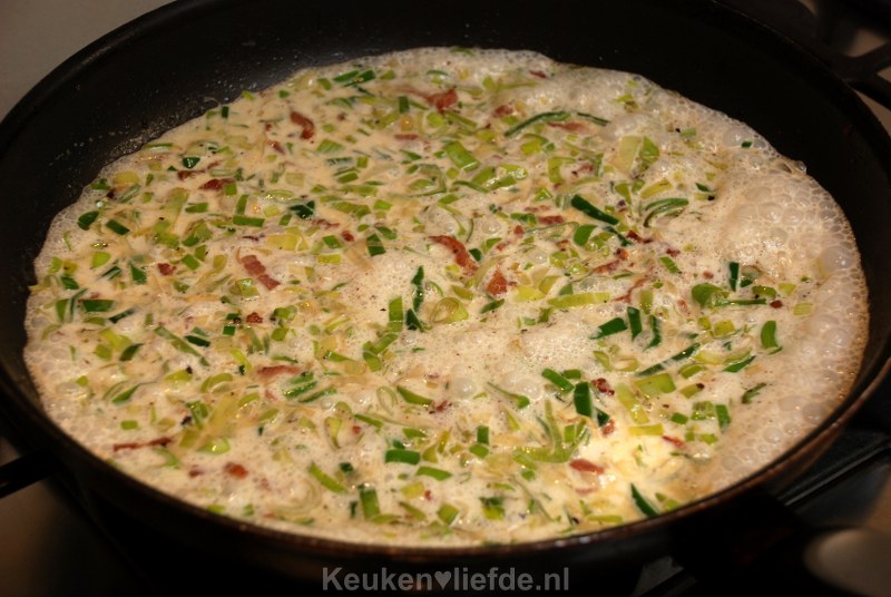 Gesmoorde prei in spek-roomsaus