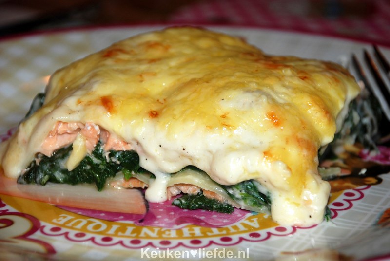 Lasagne met zalm en spinazie