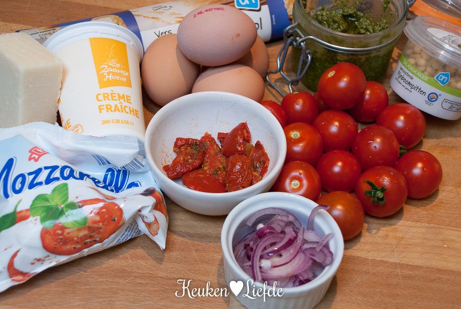 Ingrediënten voor quiche caprese