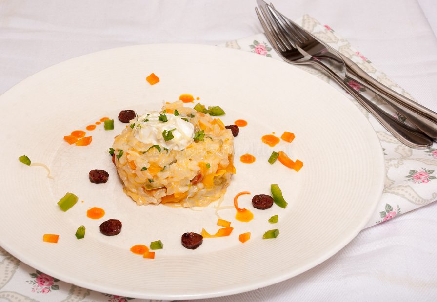 Paprikarisotto met chorizo (uit de oven)