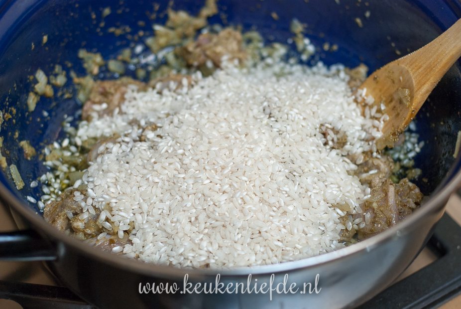 Risotto met kip, pesto en spinazie