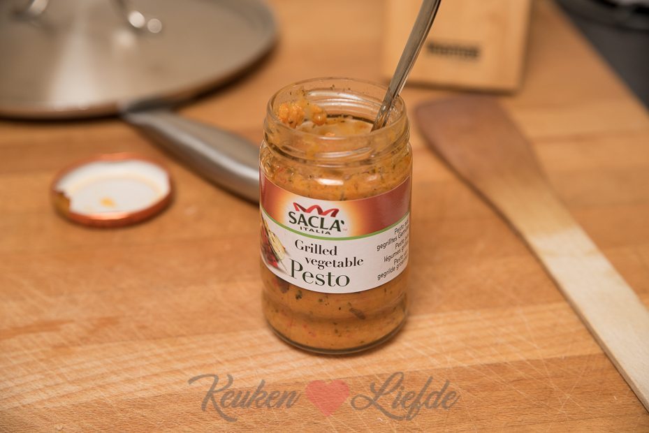 Pasta pesto met sperziebonen