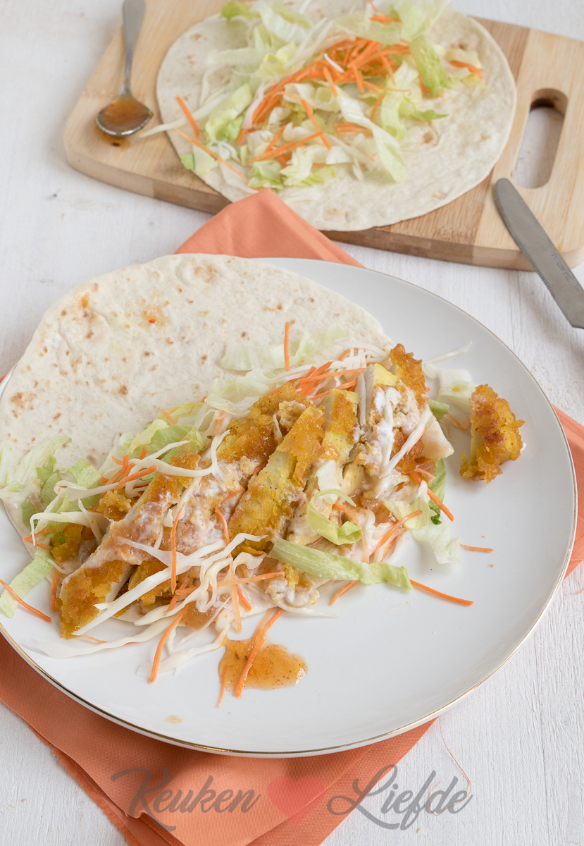 Wrap met krokante kip en mangochutney