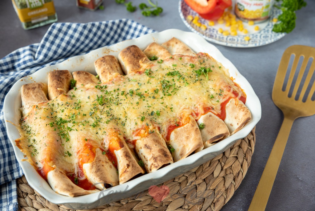 Enchiladas met gehakt en groenten