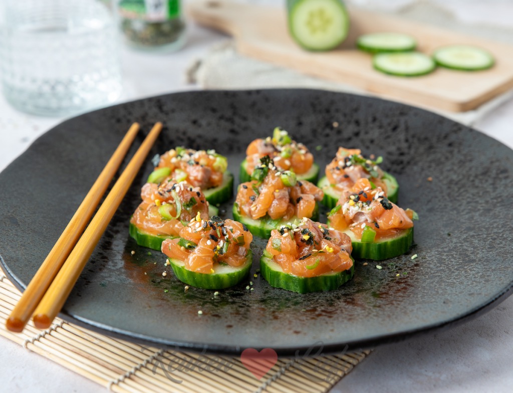 Komkommerhapje met zalmtartaar