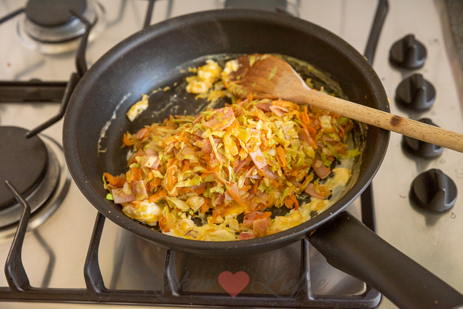 Bladerdeeg loempia met ham