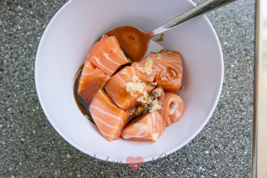 Zalm teriyaki spies