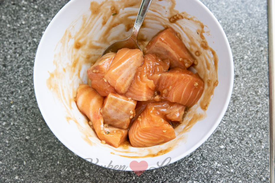 Zalm teriyaki spies