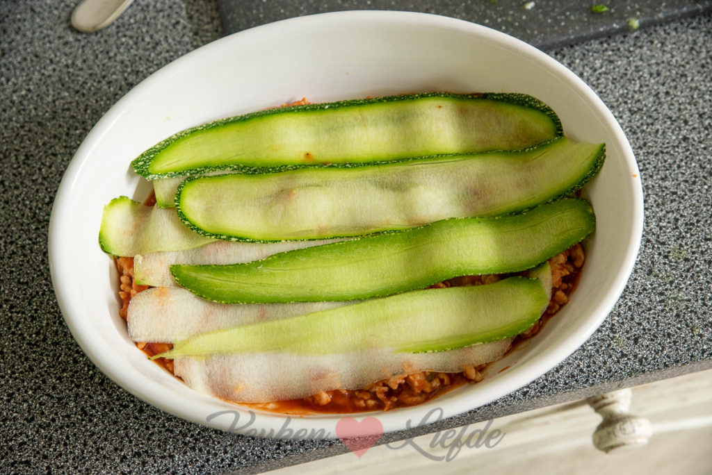 Courgettelasagne met kipgehakt