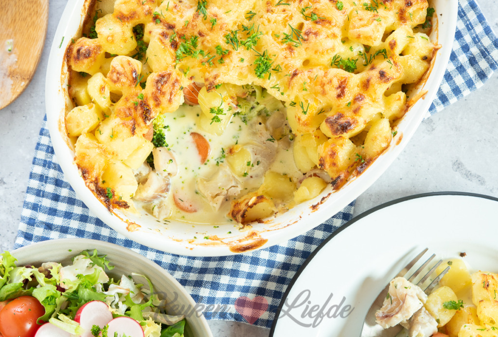 Visgratin met broccoli en krieltjes