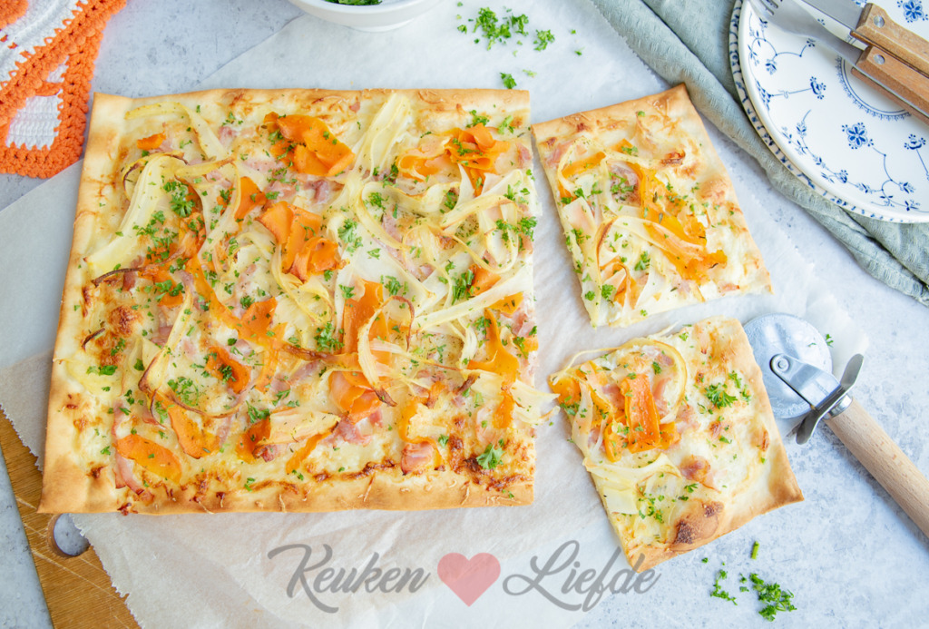 Flammkuchen met pastinaak en wortel