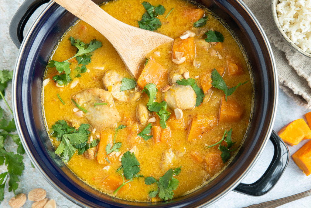 Currypannetje met kip en pompoen