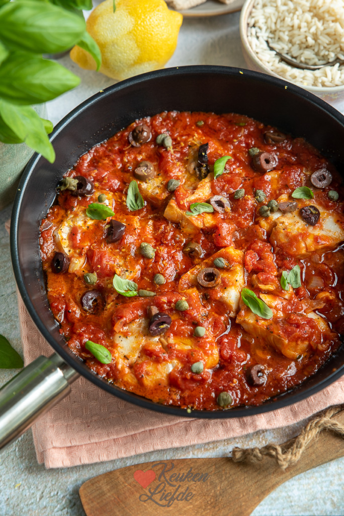 Kabeljauw pizzaiola Kabeljauw pizzaiola