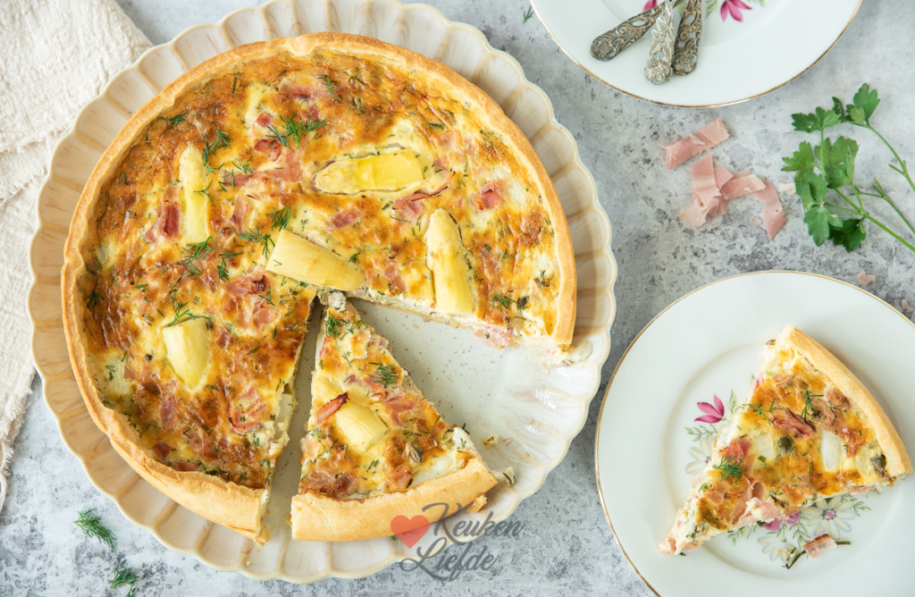 Quiche met witte asperges en ham