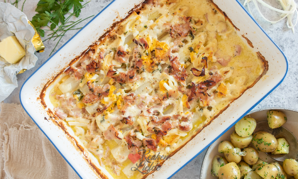 Aspergegratin met ham en ei