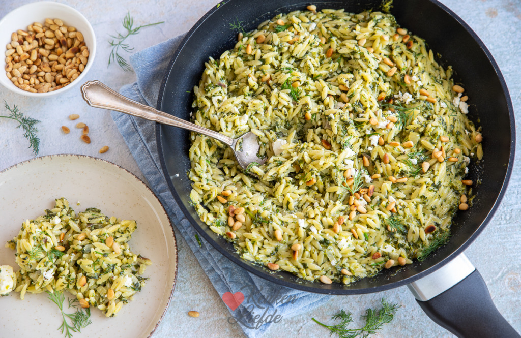Orzo met spinazie en feta