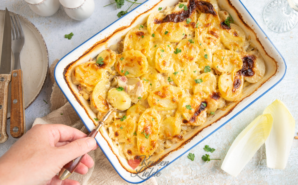 Witlof gratin met ham en kaas Witlof gratin met ham en kaas
