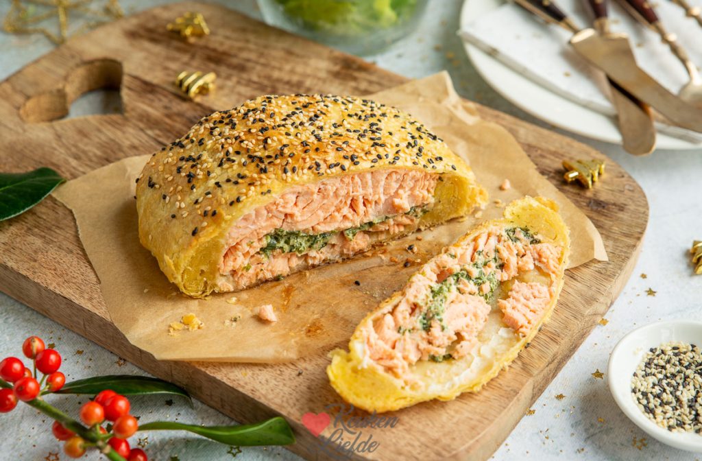 Zalm met spinazie in bladerdeeg