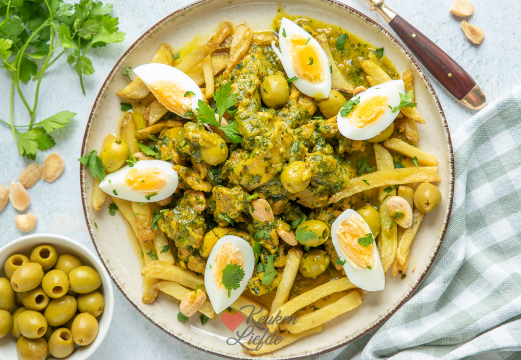 Marokkaanse kip met olijven