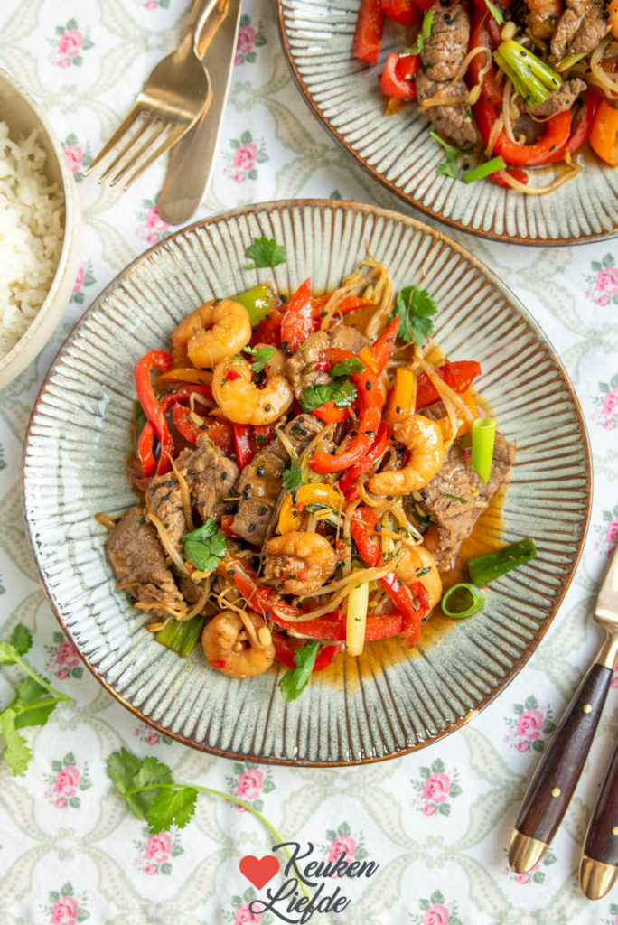 Surf en turf wokschotel Surf en turf wokschotel