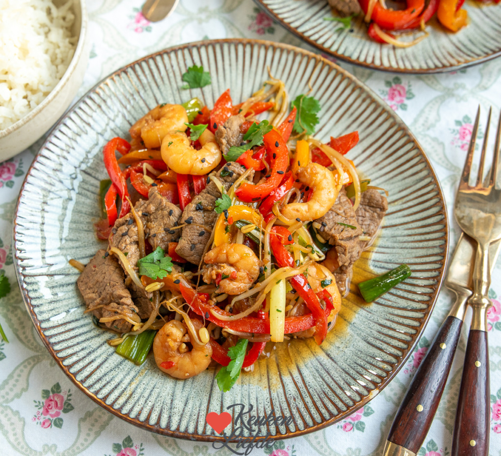 Surf en turf wokschotel Surf en turf wokschotel