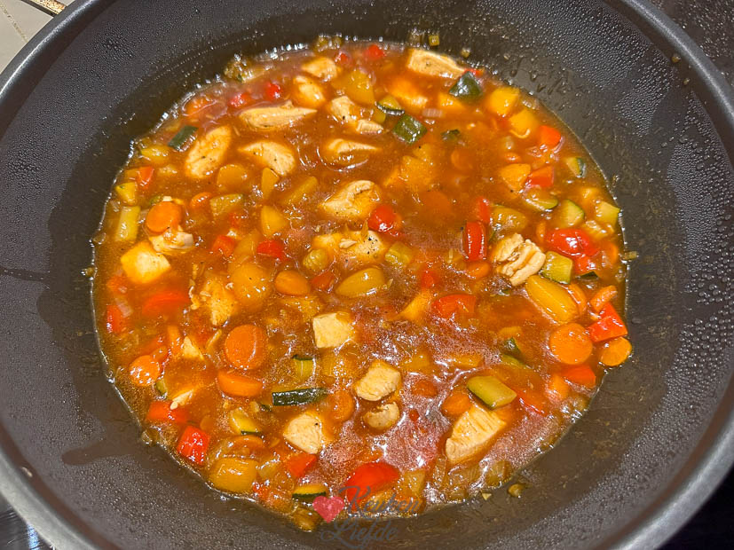 Chicken tonight met perzik