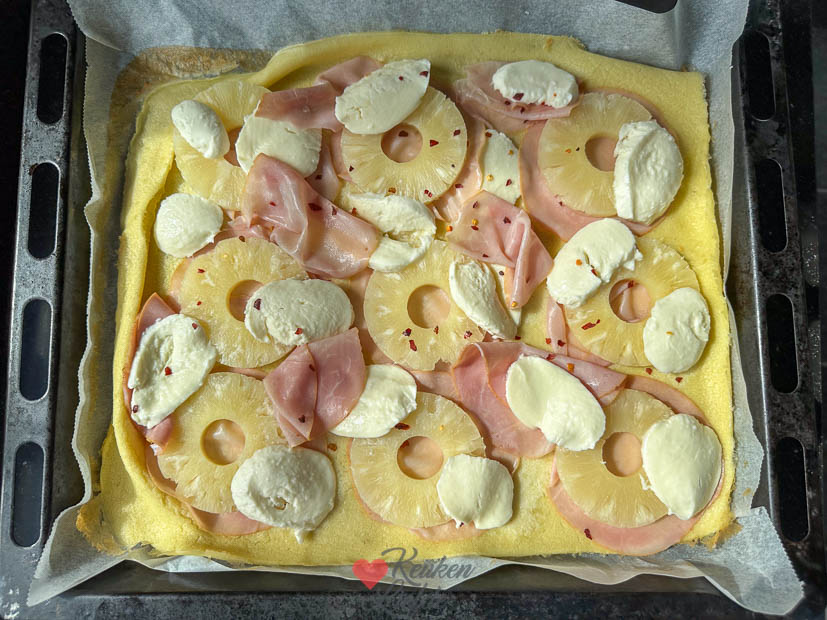 Pannenkoek Hawai uit de oven