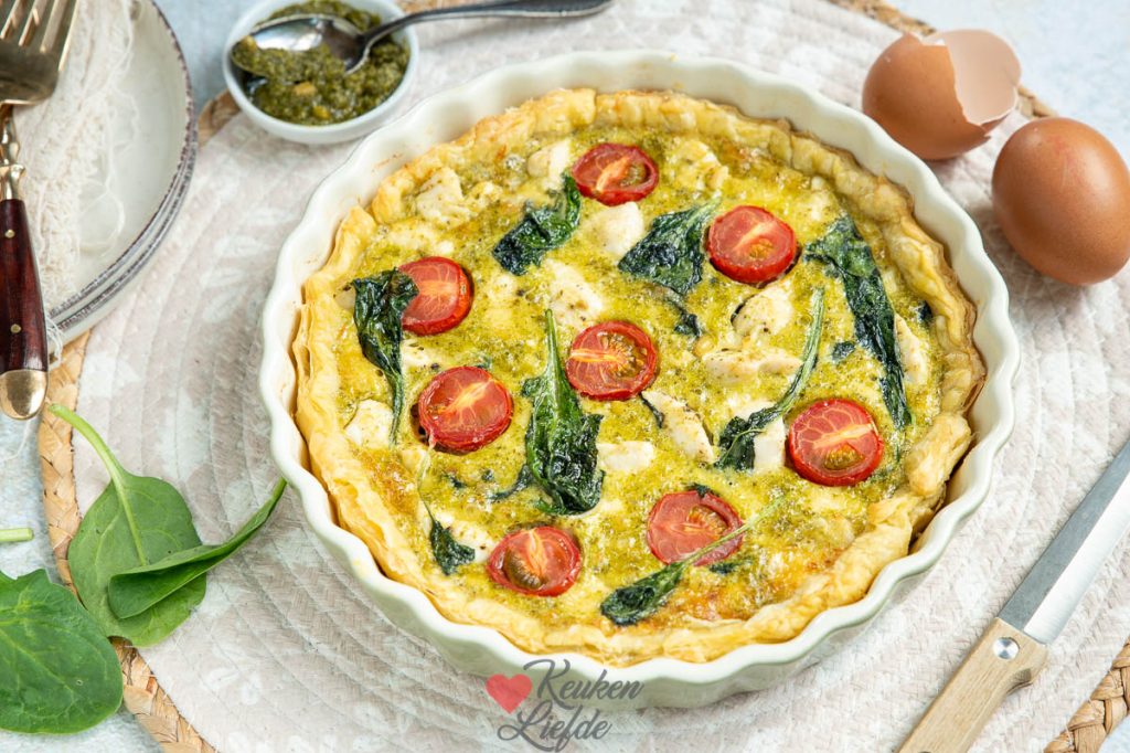 Quiche kip pesto